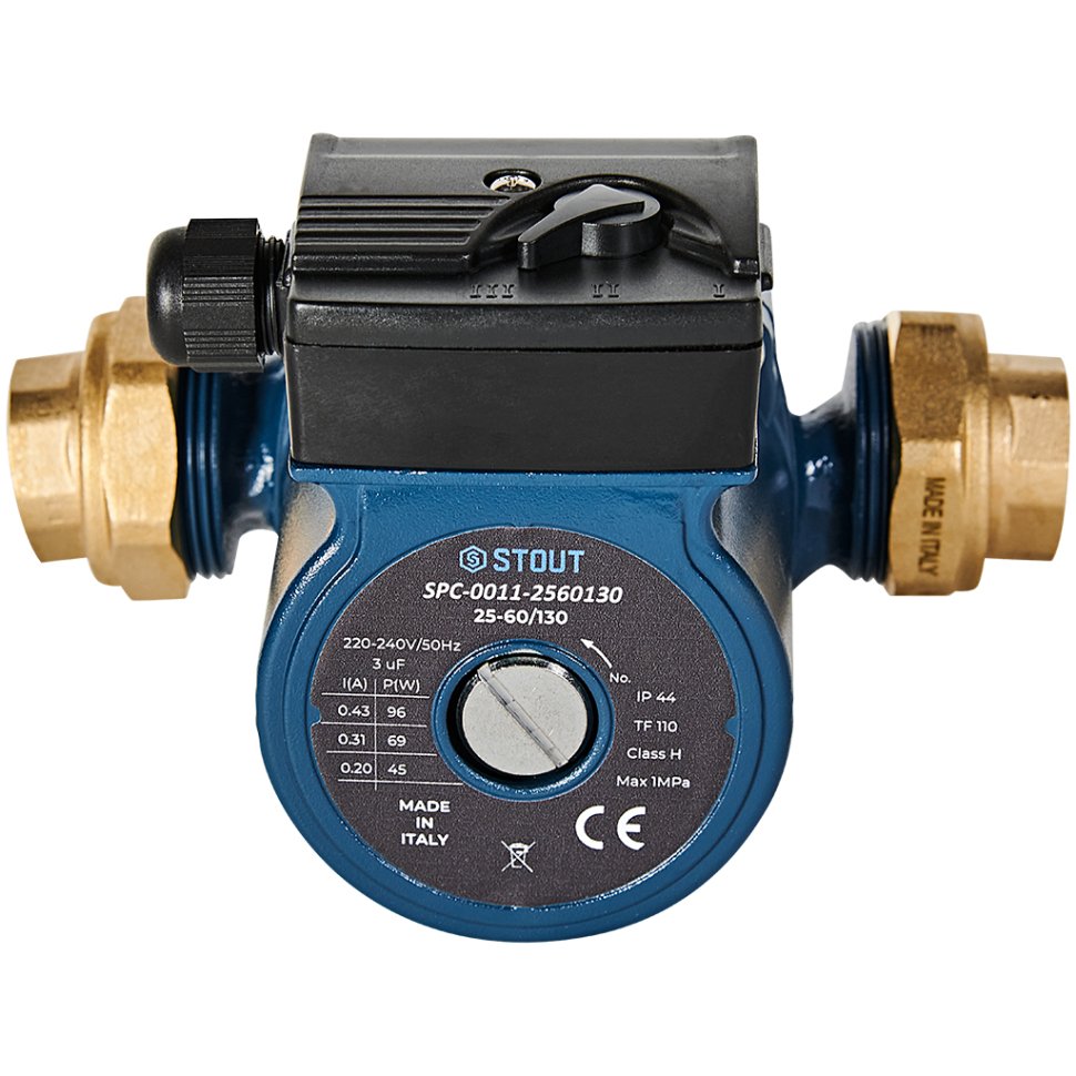 Циркуляционный насос Stout 25-60/130 220/240V 50Hz с латунными гайками G 1 1/2 x Rp 1