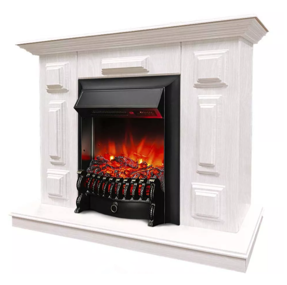 Каминокомплект Хорошие Камины Юпитер с очагом RealFlame Fobos Lux BL S белое дерево — фото 2