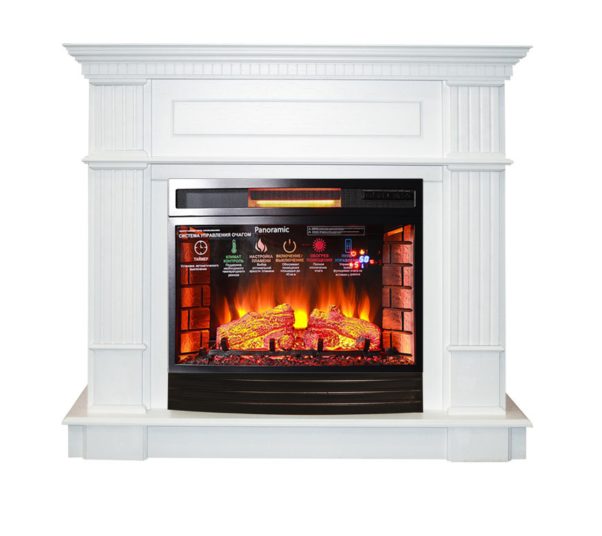 Каминокомплект Interflame Рим с очагом Panoramic 25 LED FX QZ белый — фото 1