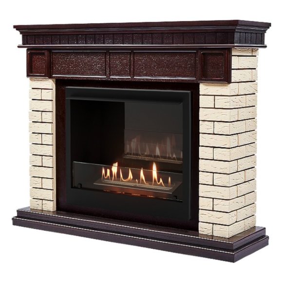 Изображение товара Каминокомплект Firelight Bricks 25 с очагом BFP/P-2520 камень бежевый/шпон темный дуб
