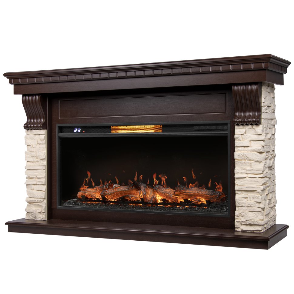 Каминокомплект Royal Thermo Aurora RTFP/P-AR40LS + портал Firelight Michigan 40 камень мол шпон т.дуб