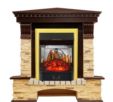 Каминокомплект Royal Flame Pierre Luxe сланец угловой с очагом Majestic FX M Brass