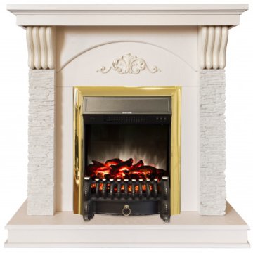 Каминокомплект RealFlame Corfino WT с очагом Fobos Lux Brass S