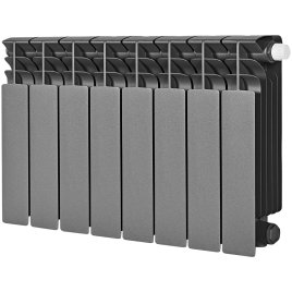Биметаллический радиатор отопления Stout Titan Ventil 350 8 секций нижнее правое подключение графит RAL 7024