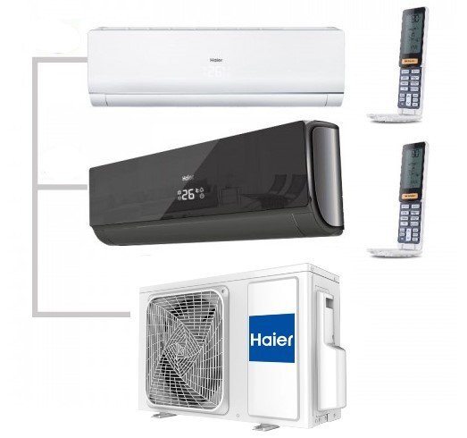 Мульти сплит-система на 2 комнаты 25+25 м2 Haier AS09NS6ERA-W/AS09NS6ERA-B/2U40S2SM1FA Lightera Super Match — фото 7