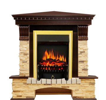 Каминокомплект Royal Flame Pierre Luxe сланец угловой с очагом Fobos FX Brass