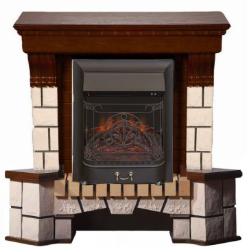 Каминокомплект Interflame Экстер махагон угловой с очагом Majestic FX M Black