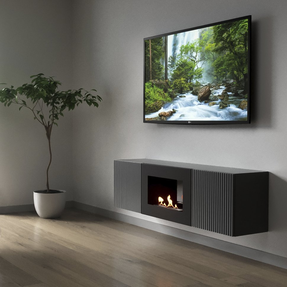Тумба с биокамином Firelight BFP/P-1400L графит — фото 4