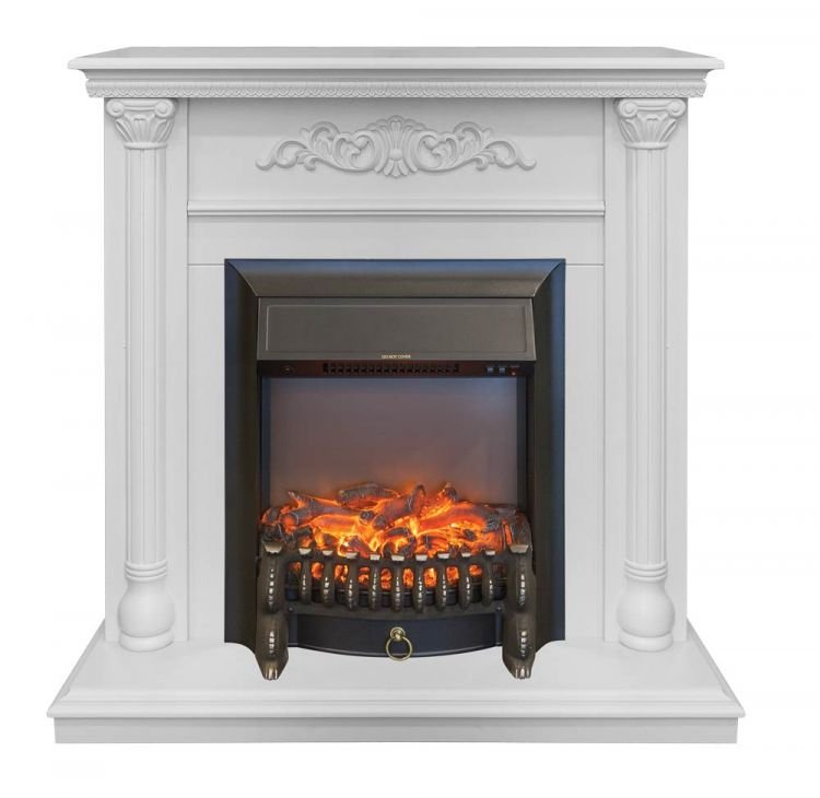 Каминокомплект RealFlame Dominica STD/EUG WT с очагом Fobos Lux Black S