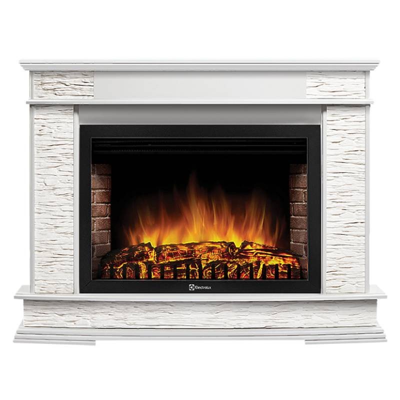 Каминокомплект Firelight Scala 30 с очагом Electrolux EFP/P-3020LS сланец скалистый белый/шпон белый дуб — фото 1