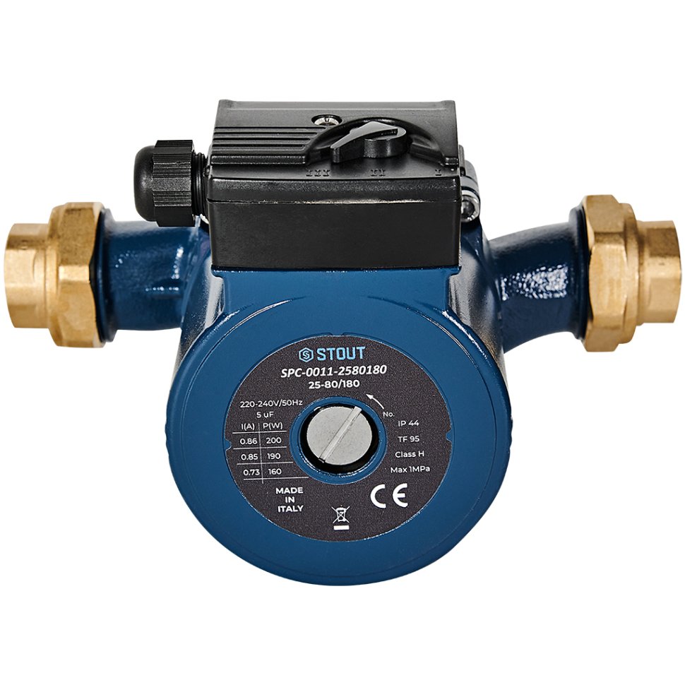 Циркуляционный насос Stout 25-80/180 220/240V 50Hz с латунными гайками G 1 1/2 x Rp 1 — фото 2