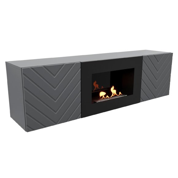 Изображение товара Тумба с биокамином Firelight BFP/P-1400V графит настенная, экологичный биотоплив