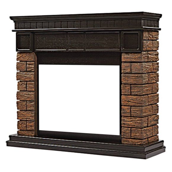 Изображение товара Портал для электрокамина Firelight Bricks Wood 30 камень коричневый и шпон темный дуб