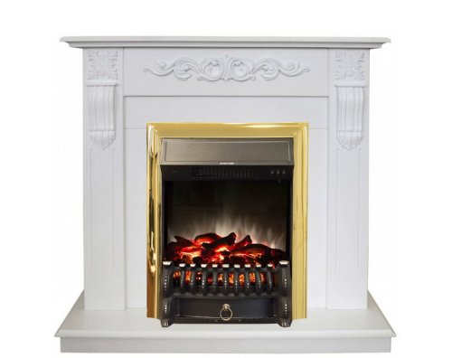 Каминокомплект RealFlame Dominica STD/EUG WT с очагом Fobos Lux Brass S