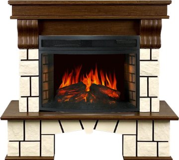 Каминокомплект Royal Flame Porto (Разборный) с очагом Dioramic 25 LED FX Орех/Белый камень