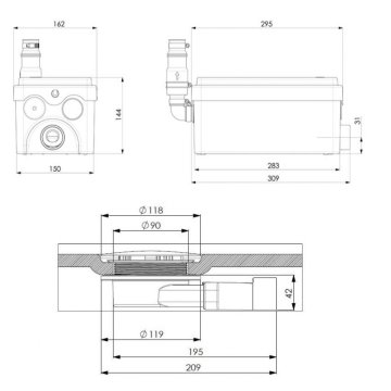 Канализационная установка SFA SANIDOUCHE Flat