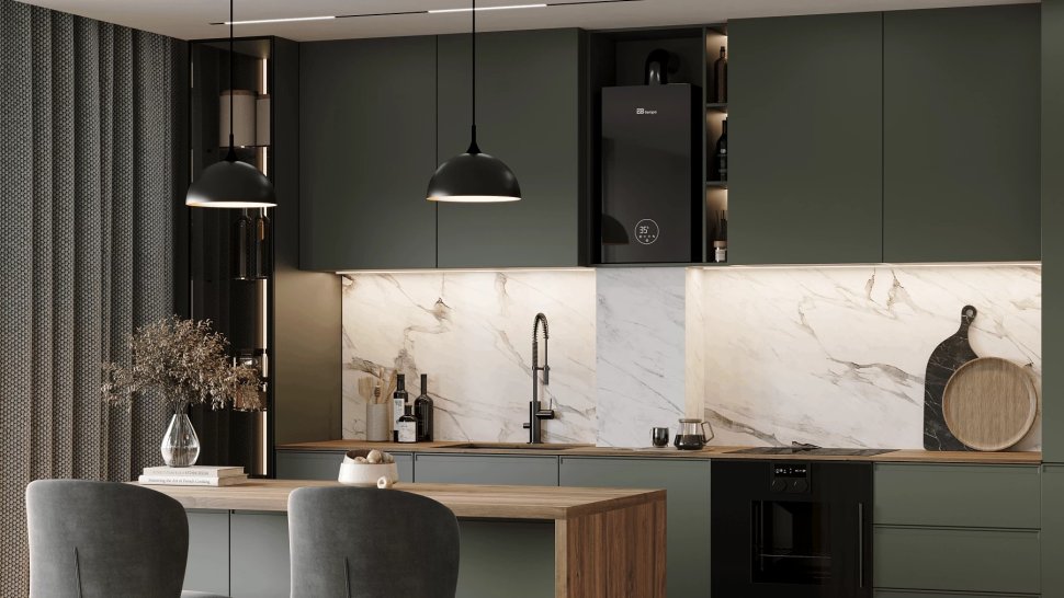 Настенный газовый котел E8 tempo GHC24W (черная стеклянная панель)