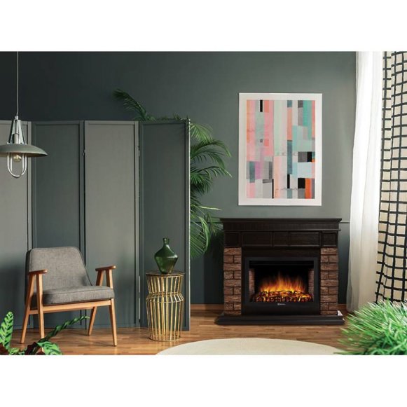 Портал Firelight Bricks Wood 25 камень коричневый/шпон темный дуб