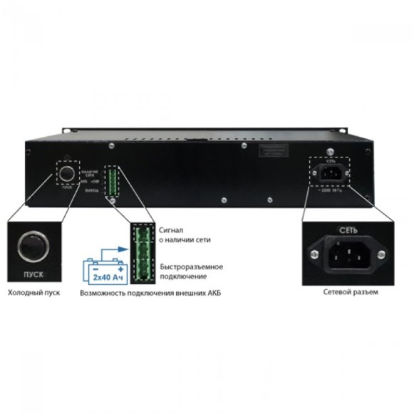 Изображение товара Источник бесперебойного питания Бастион СКАТ-2400И7 Rack 100 ВА для стабильной защиты оборудования
