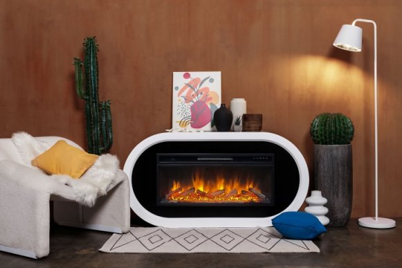 Каминокомплект Royal Flame Ellipse с очагом Vision 42 LOG LED белый с черным