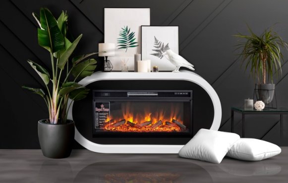 Каминокомплект Royal Flame Ellipse с очагом Vision 42 LOG LED белый с черным