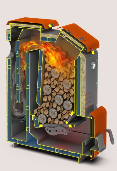 Изображение товара Твердотопливный котел Теплодар Куппер Мега-32 мощностью 32 кВт для отопления помещений