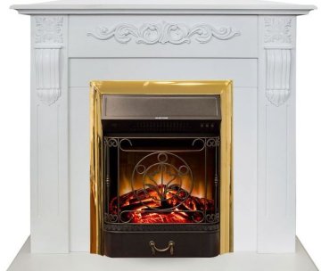 Каминокомплект RealFlame Dominica STD/EUG WT с очагом Majestic Lux Brass S