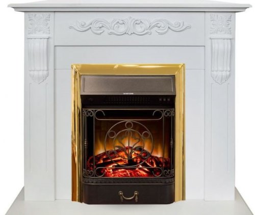 Каминокомплект RealFlame Dominica STD/EUG WT с очагом Majestic Lux Brass S