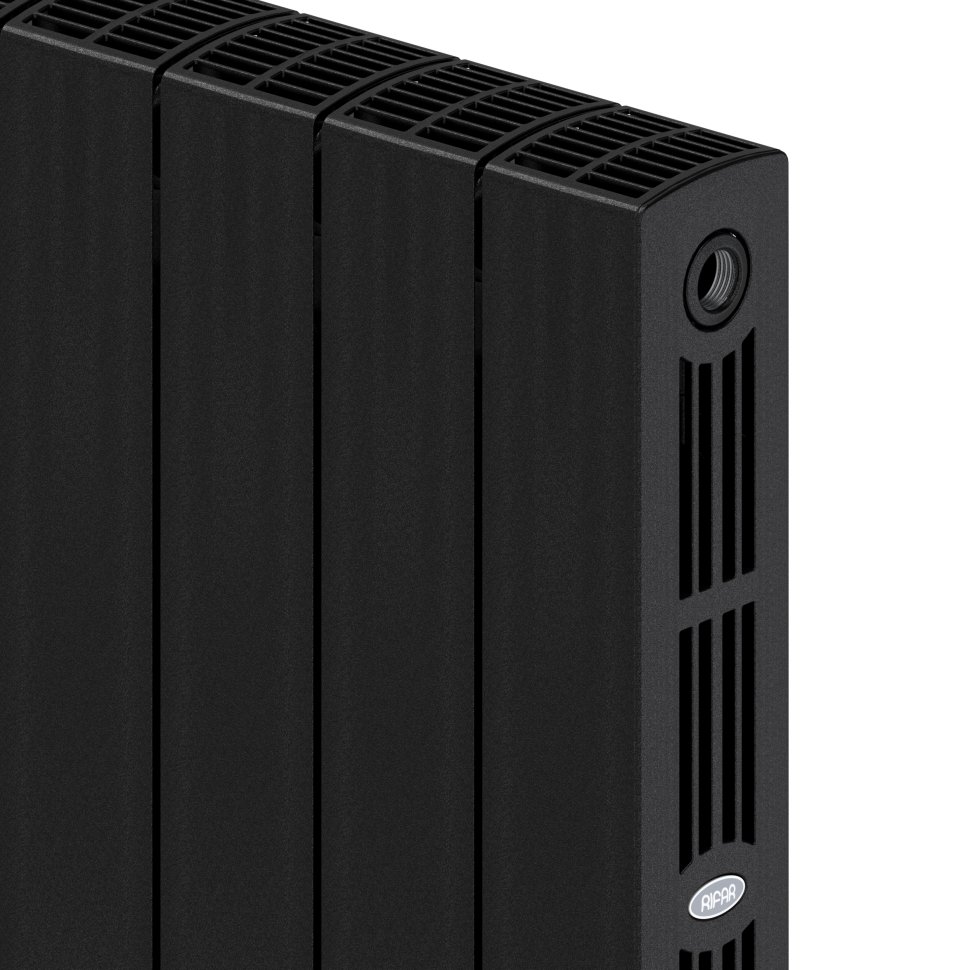 Биметаллический радиатор отопления Rifar Supremo 500 боковое подключение 4 секции антрацит