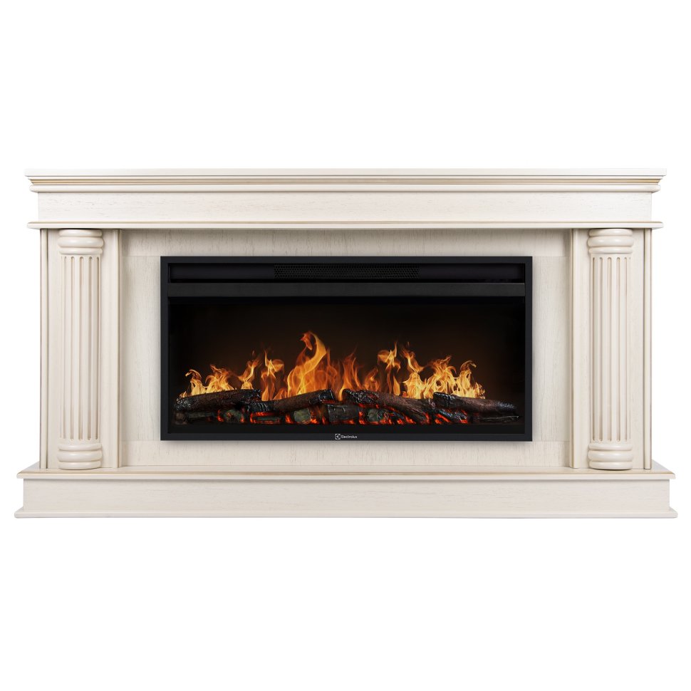 Каминокомплект Firelight Olympia 42/40/36 + очаг Electrolux EFP/P-4220LS слоновая кость с золотой патиной — фото 1