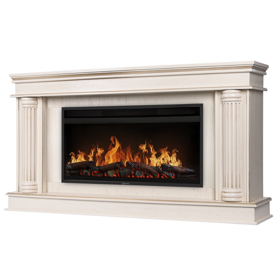 Каминокомплект Firelight Olympia 42/40/36 + очаг Electrolux EFP/P-4220LS слоновая кость с золотой патиной — фото 2