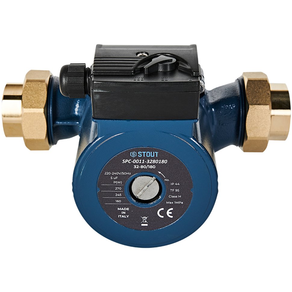 Циркуляционный насос Stout 32-80/180 220/240V 50Hz с латунными гайками G2 x Rp 1 1/4 — фото 3