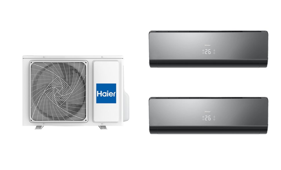 Мульти сплит-система на 2 комнаты 25+25 м2 Haier 2х AS09NS6ERA-B/2U50S2SM2FA Lightera Super Match — фото 1
