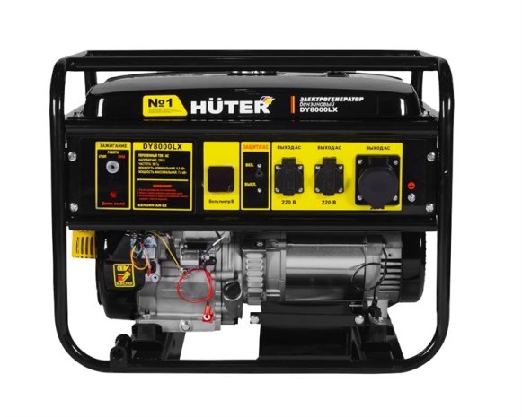 Изображение товара Бензиновый генератор Huter DY8000LX 6.5 кВт, надежный, мобильный и экономичный