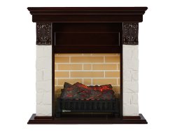 Портал Firelight Forte C камень белый шпон темный дуб