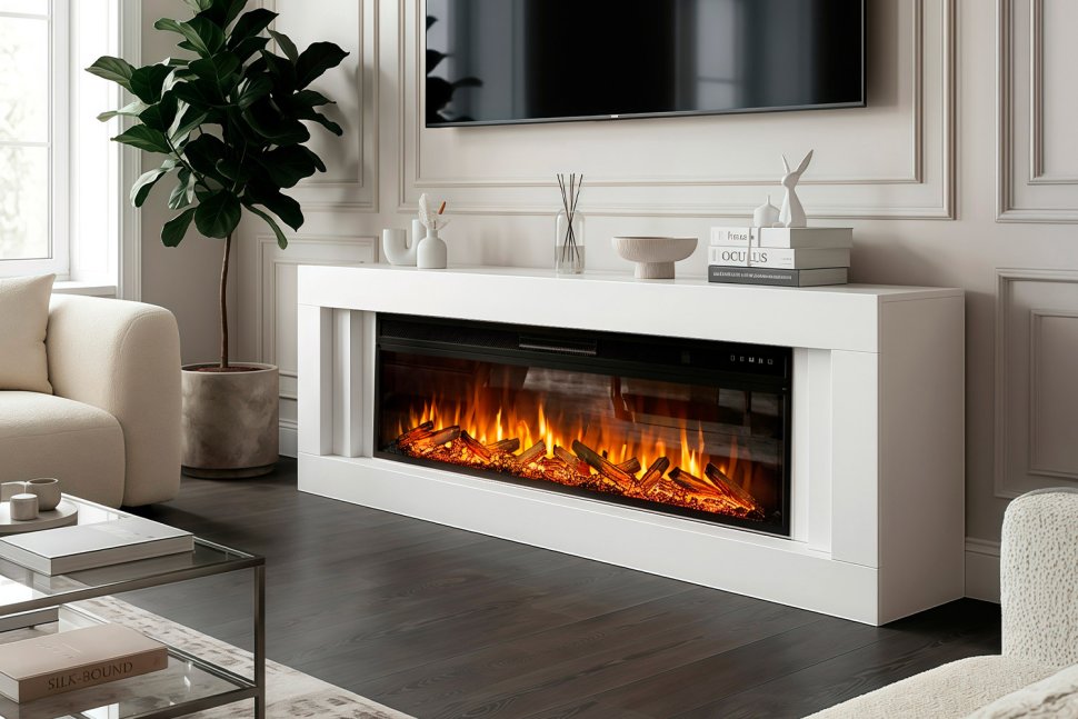 Каминокомплект Royal Flame Line (Разборный) с очагом Vision 60 LOG LED белый (Высота 645 мм) — фото 9