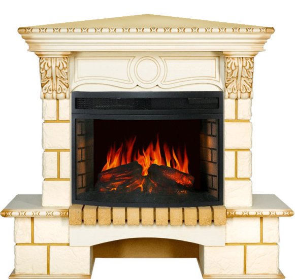 Изображение товара Каминокомплект Royal Flame Pierre Luxe угловой с электрокачем Dioramic 25 FX шампань