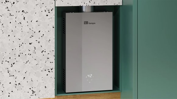 Проточный газовый водонагреватель E8 tempo E8WBY20 (серая стеклянная панель)