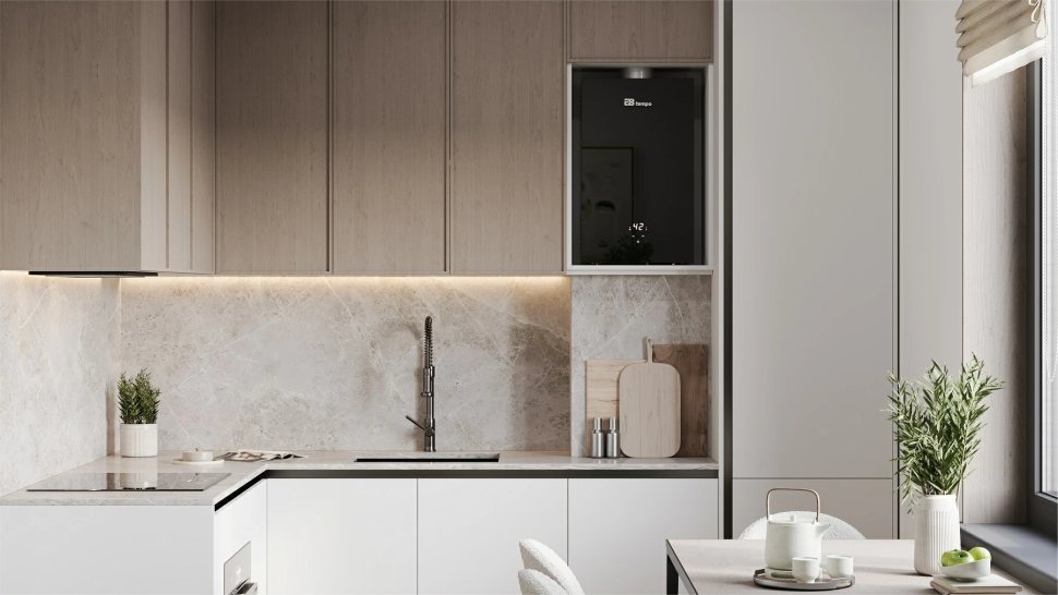 Проточный газовый водонагреватель E8 tempo E8WCY20 (черная стеклянная панель)