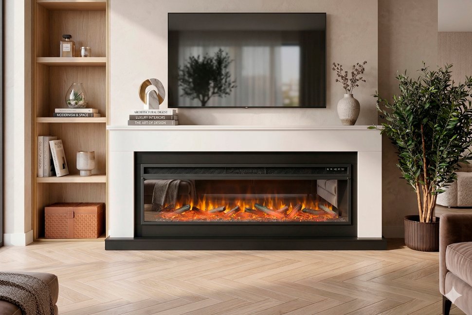 Каминокомплект Royal Flame Bergen 60 (Разборный) с очагом Vision 60 LOG LED белый с черным — фото 8