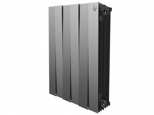 Биметаллический радиатор отопления Royal Thermo PianoForte 500 new 8 секций Silver Satin — фото 1