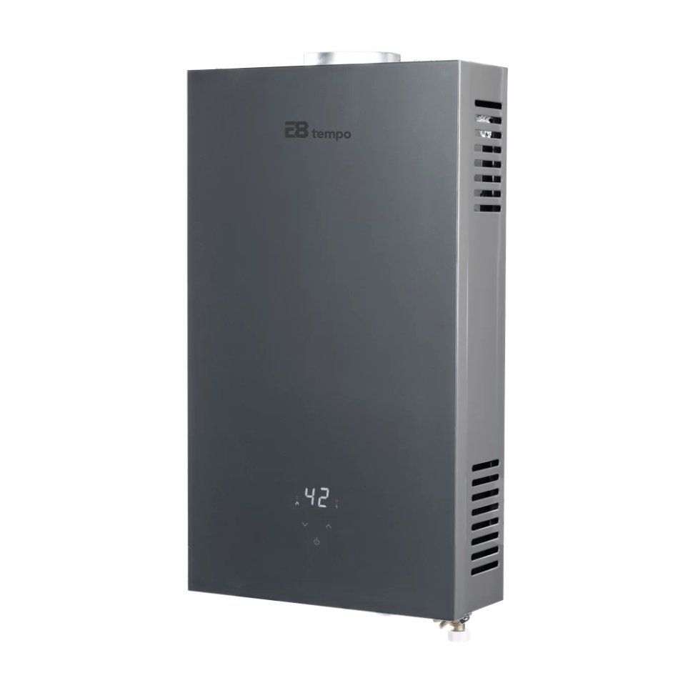 Проточный газовый водонагреватель E8 tempo E8WBY24 (серая стеклянная панель)