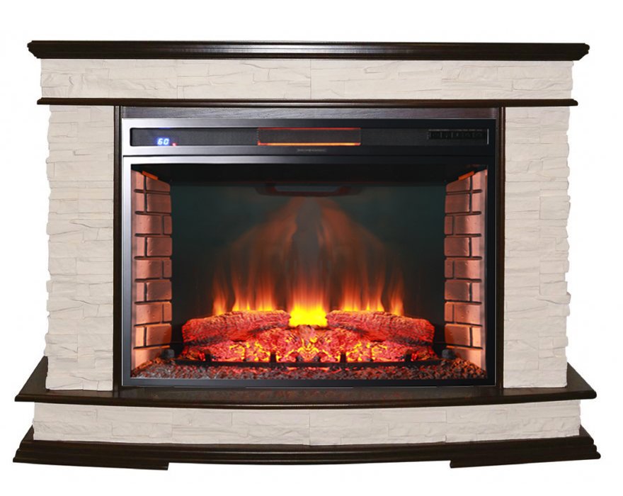 Каминокомплект Interflame Памир сланец коньячный дуб с очагом Panoramic 33 LED FX QZ — фото 1