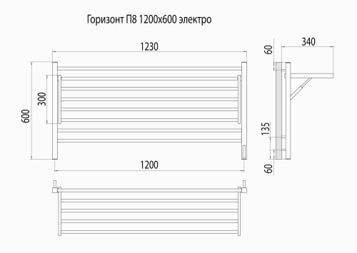 Электрический полотенцесушитель Terminus Горизонт П8 1200х600 КС sensor quick touch — фото 3