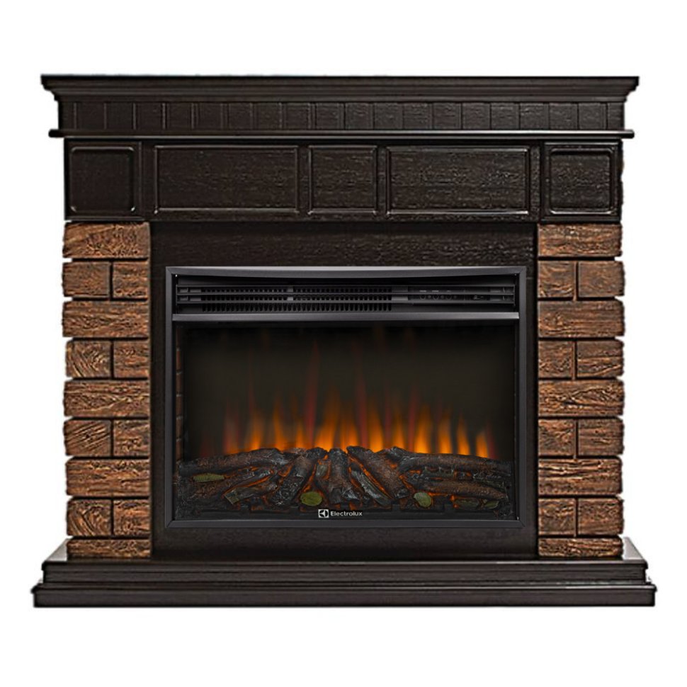 Каминокомплект Firelight Bricks Wood 30 с очагом Electrolux EFP/P-3320RLS N камень коричневый/шпон темный дуб — фото 1