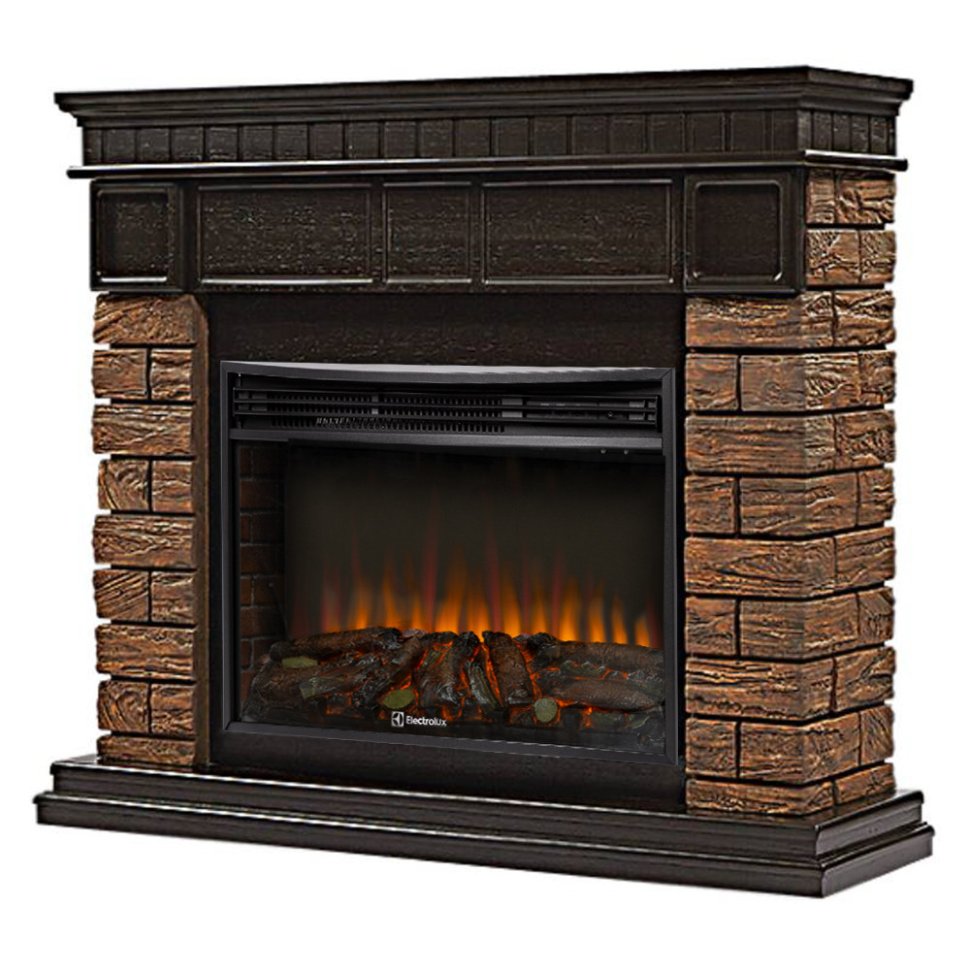 Каминокомплект Firelight Bricks Wood 30 с очагом Electrolux EFP/P-3320RLS N камень коричневый/шпон темный дуб — фото 2