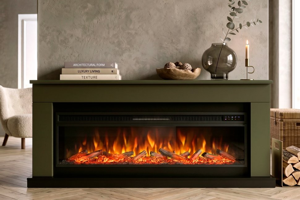 Каминокомплект Royal Flame Bergen 60 SFT (Разборный) с очагом Vision 60 LOG LED темная олива — фото 8