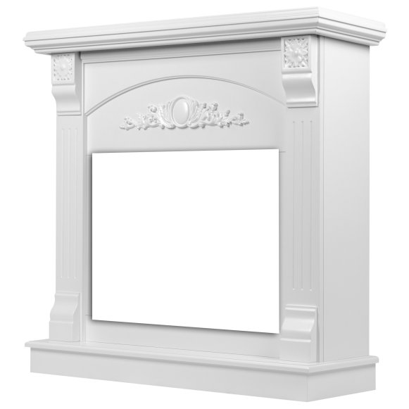 Изображение товара Портал для электрокамина Firelight Barocco 25 белый из МДФ и эмали
