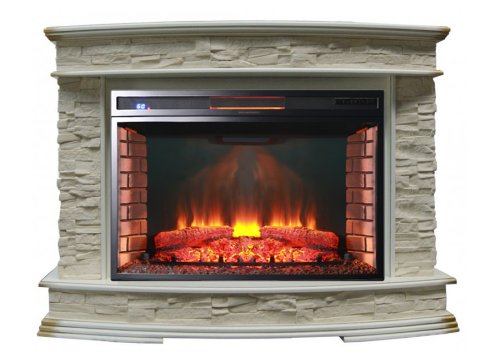 Каминокомплект Interflame Памир сланец бежевый с очагом Panoramic 33 LED FX QZ — фото 1