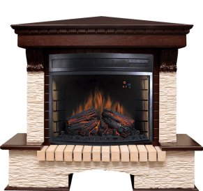 Каминокомплект Royal Flame Pierre Luxe угловой мелкий сланец бежевый c очагом Dioramic 28 LED FX
